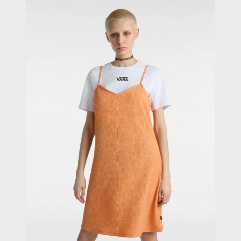 VANS‎ Peach Slip Dress Textured Strappy Casual Summer | X-Small